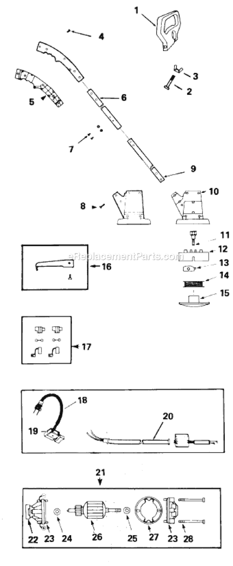 Page A Diagram and Parts List for 587  Weed Eater Trimmer
